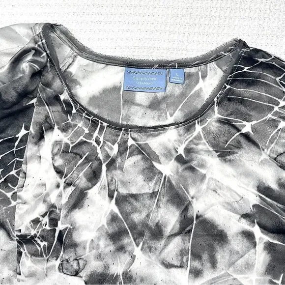 Simply Vera Vera Wang Women’s Floral Print Top Black and Gray Size L - Picture 6 of 10